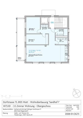 3.5 Zimmer, 93 m², 1. Stock - Foto 5