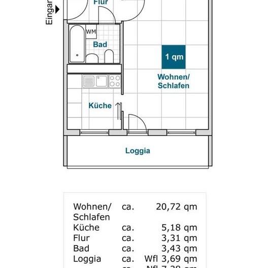 1 Raum-Wohnung mit Balkon und Aufzug - Photo 1