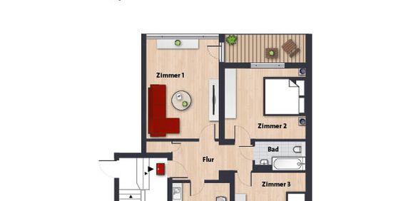 Helle 3-Zimmer-Wohnung mit schönem Balkon und grüner Aussicht! // 1.OG. re - Photo 2