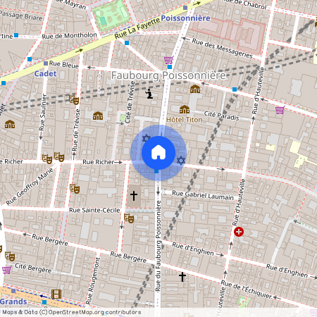 rue du Paradis entre rue du Faubourg Poissonnière et rue d`Hauteville 75010 Paris (10e arrondissement)