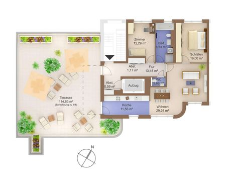 Über den Dächern von Frankfurt: Penthouse mit EBK & weitläufiger Süd-West-Dachterrasse - Photo 5