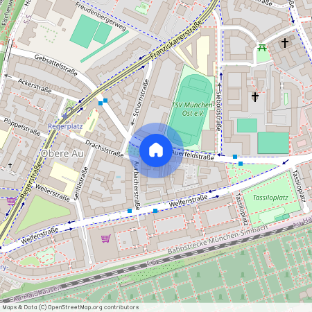 Auerfeldstr., 81541 München Au-Haidhausen ca. 2, 0 km south-east of Munich-center