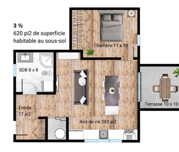 3 1/2 location long terme à Val-David - Photo 2