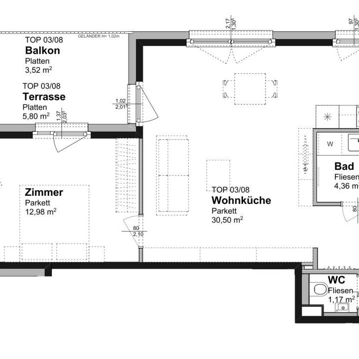 10m² große Terrasse - Top-Neubauwohnung in der Koloniestraße beim FAC-Platz - Photo 1