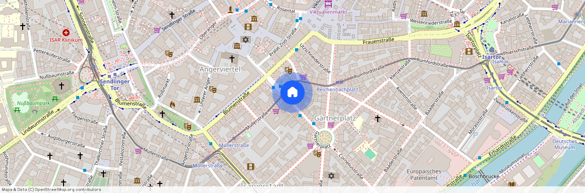 Corneliusstraße, 80469 München Gärtnerplatzviertel ca. 1, 0 km south of Munich-center