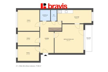Pronájem bytu 4+1 Brno - Nový Lískovec, ulice Oblá, zasklená lodžie, sklepní kóje, nevybavený - Фото 3