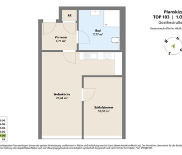 Ideal aufgeteilte 2 Zimmerwohnung mit Küche - Nähe Landstraße - Photo 5