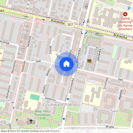 ul. Jesienna, os. ks. Jerzego Popiełuszki, Grunwald, Poznań, wielkopolskie