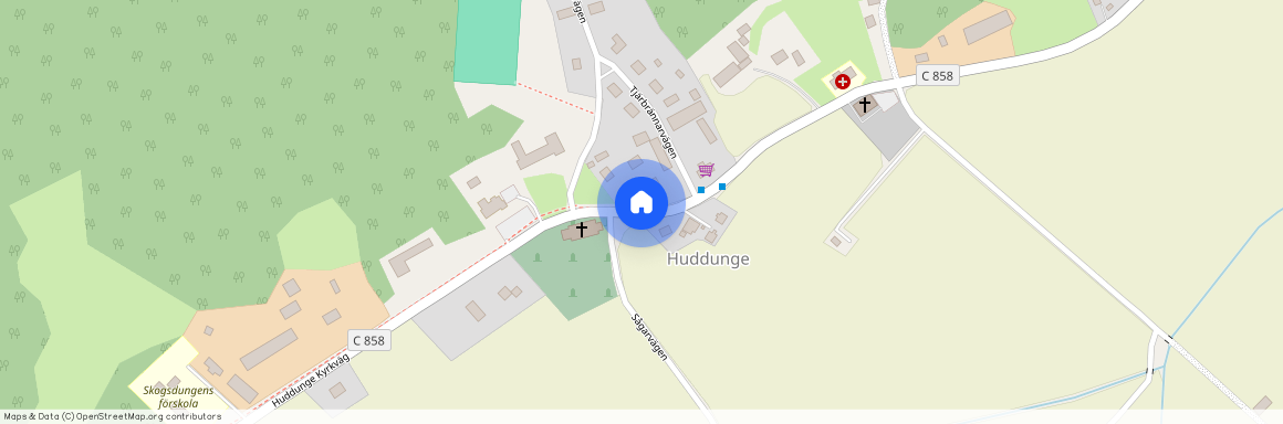 Huddunge kyrkväg, Huddungeby