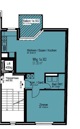 2 Zimmer, 52 m², 2. Stock - Photo 4