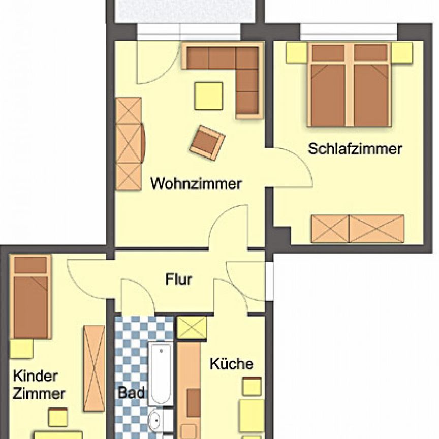 Wohnung, 3 Zimmer (60,2 m²) - Photo 2