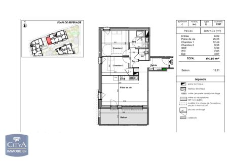 Appartement à louer 3 pièces 64.5m² - Photo 5
