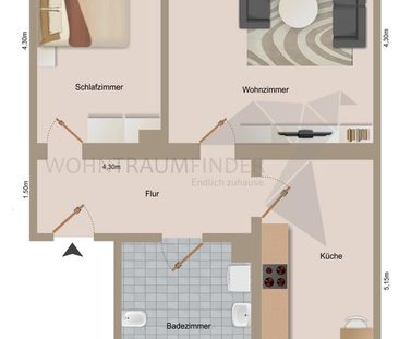 Geräumige 2-Raum-Wohnung mit Tageslichtbad - Photo 5