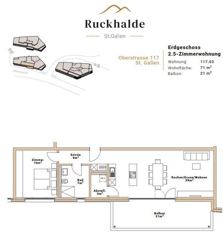 2.5 Zimmer, 71 m², EG - Photo 2