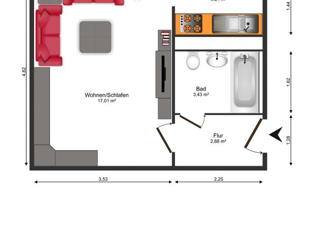 gut geschnittene 1-Raum-Wohnung - Photo 1