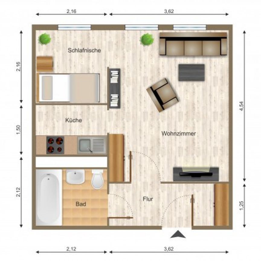 Wohnung, 1 Zimmer (32,42 m²) - Foto 1