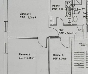 Frisch gestrichene 3 Zimmer, Küche und Bad mit Fenster Wohnung - Foto 4