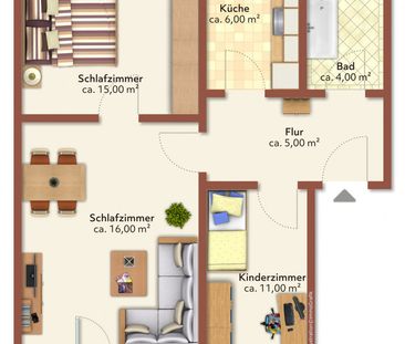 3 Raum-Wohnung mit Balkon - Photo 2