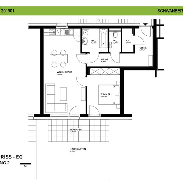 Sonnige 2-Zimmer-Wohnung im Erdgeschoss mit Terrasse und Privatgarten - Photo 2