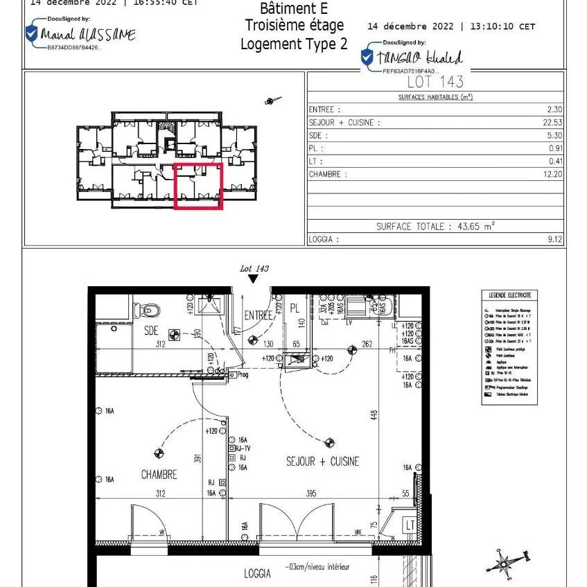 Appartement à louer 2 pièces 43.65m² - Photo 2