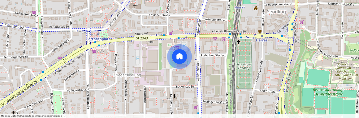 Kürnbergstraße, 81369 München Sendling ca. 4, 5 km south-west of Munich-center