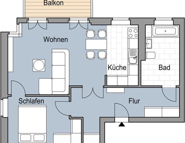 2 Zimmer mit Balkon, offene Küche - Foto 1