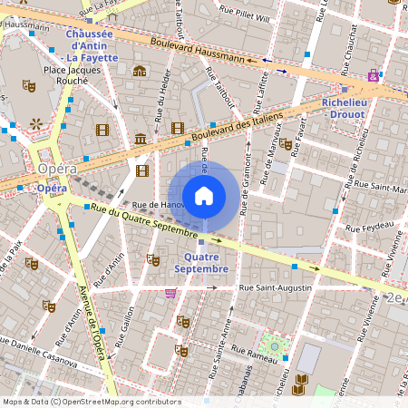 Rue de Hanovre et Rue de choiseul 75002 Paris (2e arrondissement)