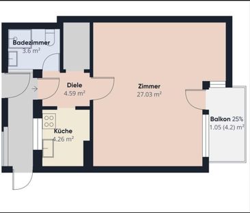 Nachmieter 1,5 Zimmer Wohnung - Foto 1