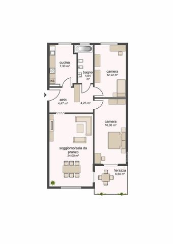 3.5 Zimmer, 73 m², 1. Stock - Photo 2