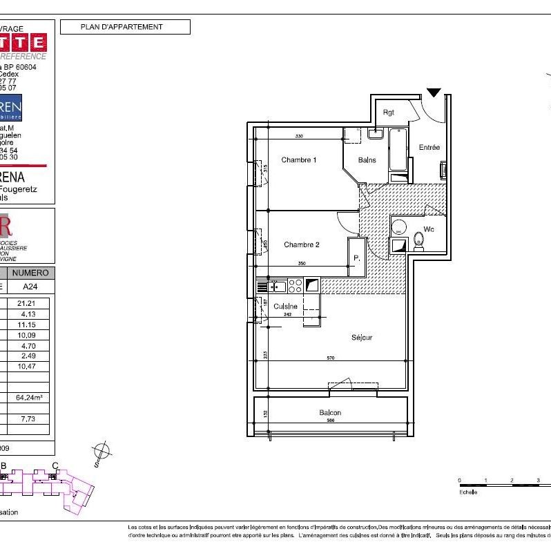 Appartement à louer 3 pièces - 64 m² - Photo 2