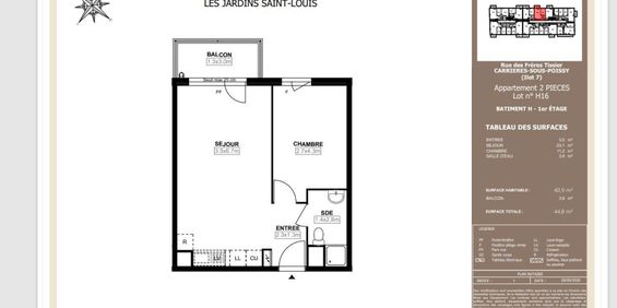 location Appartement T2 DE 40.9m² À CARRIERES SOUS POISSY - Photo 3