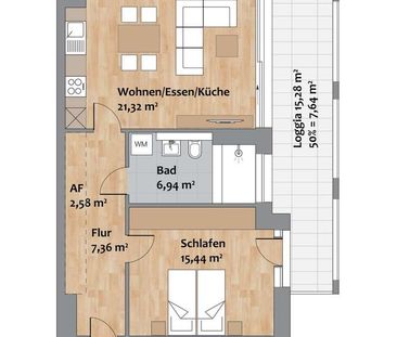 Modern und lichtdurchflutet: 2-Zimmer-Wohnung mit XXL-Loggia - 3. O... - Foto 4