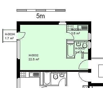 1.5 Zimmer, 33 m², 2. Stock - Foto 1