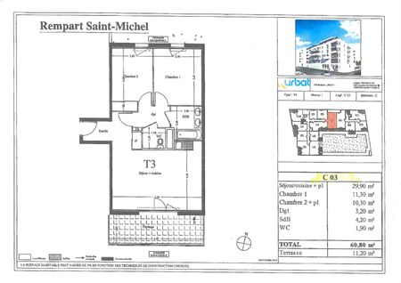 A LOUER AVIGNON FACE REMPARTS ( 84000 ) : APPARTEMENT 3 PIECES AVEC TERRASSE, PLACE DE PARKING, ASCENSEUR, - Photo 3