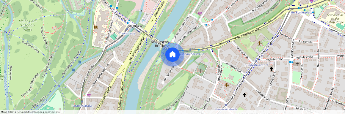 Montgelasstraße, 81679 München Bogenhausen ca. 2, 0 km north-east of Munich-center