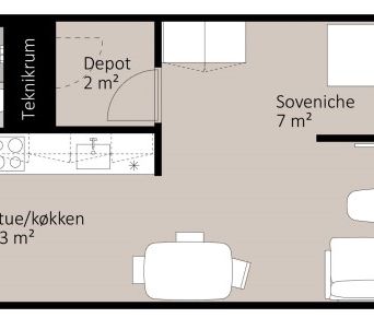 1-værelses studiebolig - Photo 1