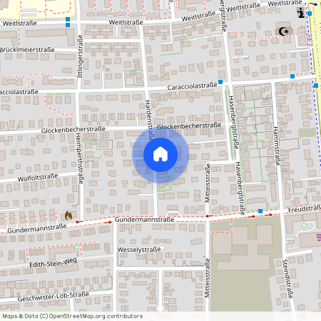 Hardenstraße, 80935 München Hasenbergl ca. 7, 8 km north of Munich-center