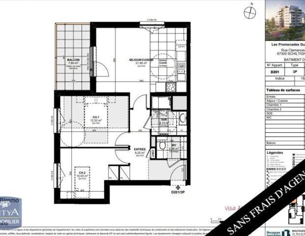 Appartement à louer 3 pièces 58.9m² - Photo 1
