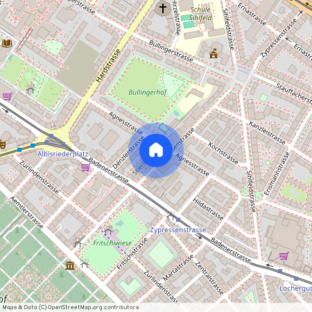 Zypressenstrasse 59, 8004 Zürich, Lageplan