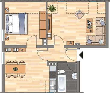 Dachgeschosswohnung für Singles oder Paare - Foto 1