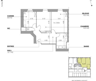 3.5 Zimmer, 60 m², 5. Stock - Foto 1