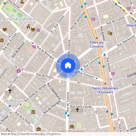 Rue Froissart et rue de Turenne 75003 Paris (3e arrondissement)