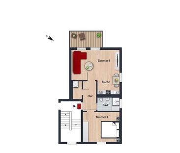 Moderne 2-Zimmer-Wohnung in grüner Umgebung // 2.OG rechts - Foto 1