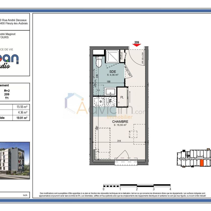 F 1 NEUF TOURS DE 19.90 m² - Photo 2