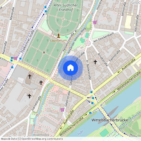 Geyerstraße, 80469 München Glockenbachviertel ca. 1, 9 km south-west of Munich-center