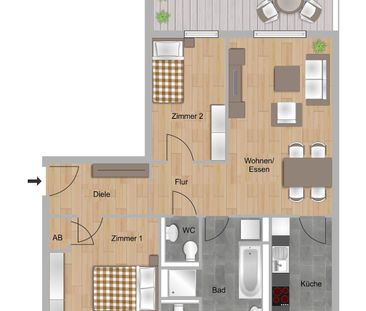 Moderne 3-Zimmer-Wohnung mit Balkon und Aufzug in Offenbach Kaiserlei - Foto 2