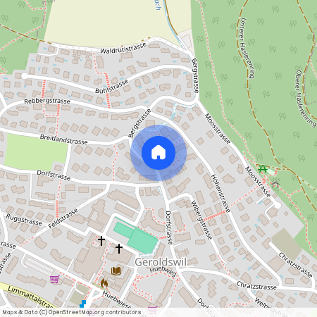 Bergstrasse 10, 8954 Geroldswil, Lageplan