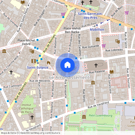 Rue Férou entre Place Saint Sulpice et Rue de Vaugirard 75006 Paris (6e arrondissement)