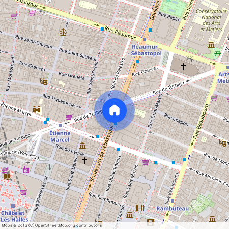 Rue du Bourg l'Abbé et Boulevard de Sebastopol 75003 Paris (3e arrondissement)