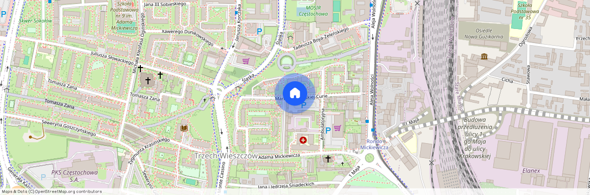 ul. Skłodowskiej-Curie, Trzech Wieszczów, Częstochowa, śląskie